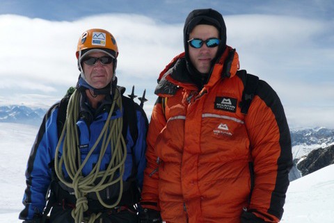 Sir Ranulph Fiennes and Michael Kobold on Mount Everest